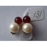 Pair of silver mounted pearl clip earrings