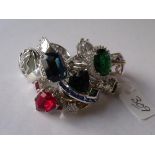 Twelve silver stone set dress rings 48g