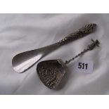 Dutch caddy spoon import mark Lon. 1903 and another