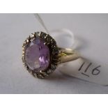 Purple & white stone dress ring