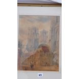 FANNY COWIE 1868 – Outside Laon Cathedral 13 x 10 Signed and Dated