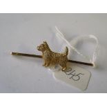 9ct Scottie Dog bar brooch 3g