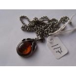 Silver and Amber pendant necklace