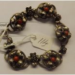 Peruzzi Italy - silver and coral flower bracelet 800 standard 24g