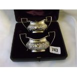 A boxed air of boat shaped salts 4” over handles 1897 By CES 60g