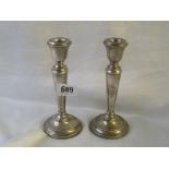A pair of V shaped candle sticks 6” high Birm mod by WA