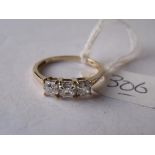 9ct white three stone set ring approx size 'P'
