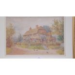 JAMES MATTHEWS – A cottage flower garden at Pett, Sussex – 13 ½ x 20 Signed and inscribed