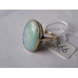 A large oval 9ct mounted opal ring approx size 'R'