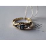 Good 18ct gold sapphire & diamond boat shaped ring approx size 'O'