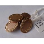 Pair heavy 9ct engraved cufflinks 8g