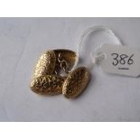 Pair 9ct engraved cufflinks 3.2g