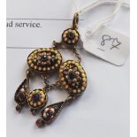 An attractive enamel & stone set drop pendant 2" long