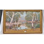 DAVID BYARD – Reflections on a river – 13 x 24. Signed