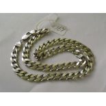 A heavy silver flat curb link neck chain 20” long 64g