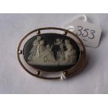An oval Wedgewood cameo in 9ct mount