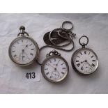 Gents silver small pocket watch by Jones of Worcester also another silver pocket watch and a metal