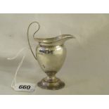 Small helmet shaped pedestal cream jug 3” over handle Lon. 1901 55g