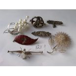 Silver brooches etc