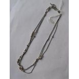 An unusual three strand silver & gold mounted designer necklace 17.5g