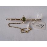 Antique 15ct pearl & peridot bar brooch