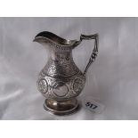 Victorian embossed pedestal cream jug 3.5” over handle Sheff 1778 By JFF 130g