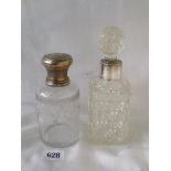 French mounted scent bottle and a square scent bottle and stopper. Birm 1900.