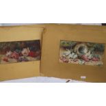 W. H. HUNT – May blossom, birds nest and roses – 6 x 11 A pair unframed