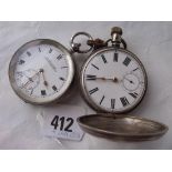 Silver hunter case pocket watch also another