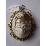 Large antique cameo of a lady and goat