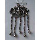 Large white metal pendant of an Eastern Deity 7cm wide 55g inc