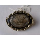 Large Victorian hair mourning brooch 6cm wide