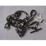 Long metal and glass set watch chain