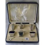 Boxed 6 piece art deco rectangular cruet 2.5” over handle Birm. 1932 By MW