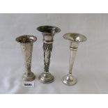 Three trumpet shaped spill vases