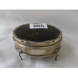 Shaped oval ring box with Tortoise shell cover Birm 1920 by Walker and Hall ( A/F hinge)