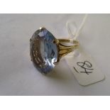 Large blue stone 9ct dress ring approx size 'M'