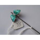 Antique Charles Horner silver & enamel butterfly hatpin