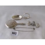 Handbag mirror and other silver and metal items