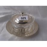A preserved bowl on stand with cover 3.5” dia Birm. 1905 By WHS