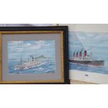 JAMES GARDNER 2000 –A Four Funnel Ship 11 x 14 Signed and dated. Another by the same.