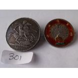 Two silver coin brooches