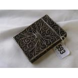 Good filigree 19th century card case with hinged cover 3in high