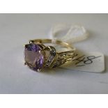 A good 9ct amethyst & diamond fancy ring approx size 'N ½ '