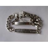 Two heavy silver identity bracelets 61g