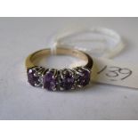A good quality 9ct amethyst & diamond half hoop ring approx size 'P'