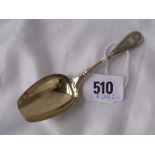 Russian silver gilt caddy spoon 5” long 18g