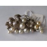 Large vintage silver & pearl brooch designed as a bunch of grapes