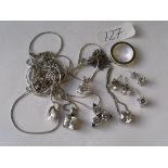 Bag of silver pendants etc