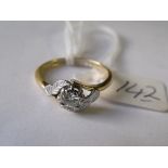 Vintage 18ct gold and platinum fancy solitaire diamond ring approx size 'M'